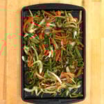 Chipotle Fajita Vegetables batch prepped on a tray.
