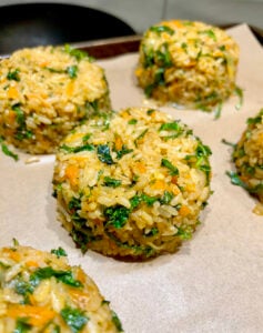 Portioned out servings of veggie rice